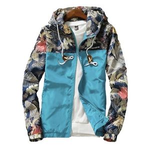 Giacche da donna Con cappuccio Primavera Fiori causali Giacca a vento Donna Cappotti basic Cerniera Bomber leggero Famele 220830