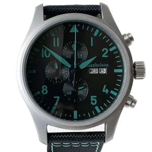 Mira Cara Verde al por mayor-F1 Team Watch Mens Titanium Pilots Movimiento de cuarzo Japón Cronógrafo Negro Black Face Verde Dial Dial Wristwatches mm