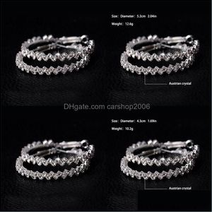 Brincos de huggie de argola para mulheres jóias de jóias de jóias Diamante Brincha de casamento groous pendurado 925 Sterling Sier Big 24 Entrega 2021 DHPMP