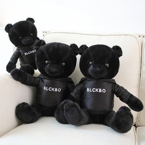 Giocattoli per bambini Animali di peluche peluche Carino morbido Nuova felpa con cappuccio orsacchiotto seduto nero