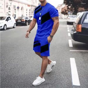 Мужские спортивные костюмы 2022 мужские шорты с короткими рукавами круглая шея повседневная универсальная футболка модный 3D-печатный спортивный костюм