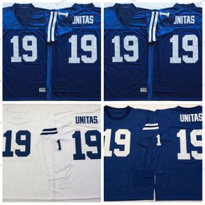 Vintage 19 Johnny Unitas Football Jerseys Mens 1970 Stitched Shirts Blue White Jersey
