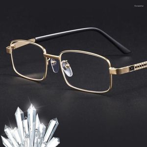 Óculos de sol Lens de vidro real Cristal de óculos de leitura de cristal homens Mulheres de quadro completo Presbiopic anti-arranhão Eyewear 1.5