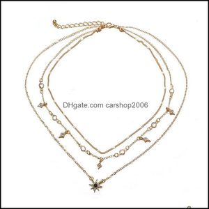 Colares de pingentes de colares mti-camada de mti-camada pingente Clavicle Women Gold Declara￧￣o Gold Colar Wholesale 3667 Q2 Drop Delivery 2021 Jewelr Dhsqo