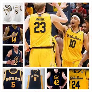 Custom NCAA College California Golden Bears Basketball Stuthed Jersey Jersey Эйлен Браун Джейсон Кидд Мэтт Брэдли Париж Остин Карим