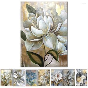 Paintings 2022 Abstract Gold Color 2 Panel Decorative Canvas Wall Art Handmade Oil Painting Flower Modern Decor