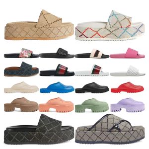 Sandálias de plataforma Luxurys Designers Sandálias para Homens Mulheres Classic Floral Slides Flats Couro Borracha Plataforma Flip Flops Gear Bottoms Beach Shoes Mocassins Tamanho 36-45