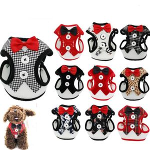small-dog harness and leash Collars set dogs Vest Harness Bowtie Gentleman dogs-Harness for Small Cat-and Puppy SN4120