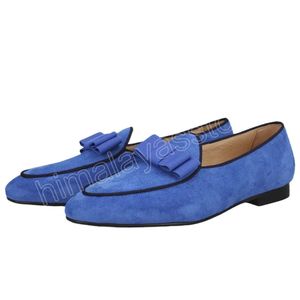 Drei Farben Kuh Wildleder Kleid Schuhe Herren Loafer handgemachte Fliege Slip-On Mokassin britischen Stil Mann Rauchen Hausschuhe