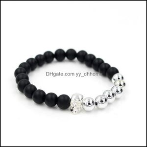 Fili di perline Pretty Black Beads Natural Stones Skl Beautif Bracciale per donna Lava Stone Bracciali da uomo Drop Delivery 2021 Yydhhome Dh2Oi