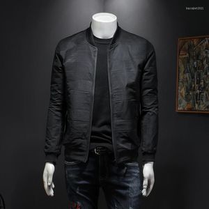 Men's Jackets Black Vintage Bomber Jacket Men Nice Spring Autumn Thin Slim Handsome Fashion Simple Stand Collar Long Sleeve Coat Top