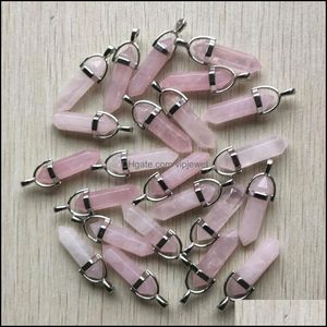 Charms Pink Crystal Rose Quartz Charms Hexagonal Prism Healing Reiki Point Pendants for Jewelry Making Drop Delivery 202 DHSeller2010 DHSX0