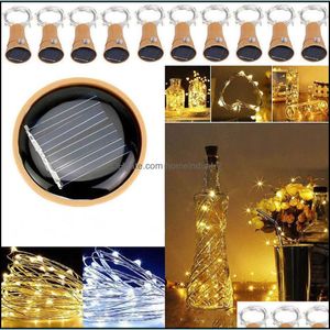 Inne świąteczne zapasy imprezy 10 LED Solar Wine Butelka Stopper Copper Strip Drut Outdoor Party Dekoracja Nowość Homeindustry DHM1W