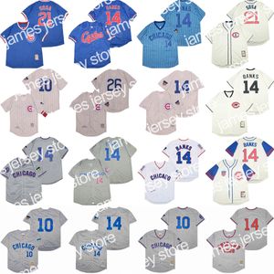 Baseball-Trikots 1916 1942 1968 1900 Retro Vintage Baseball 21 Sammy Sosa Jersey 14 Ernie Banks 26 Billy Williams 10 Ron Santo Pullover Nadelstreifen Blau Grau