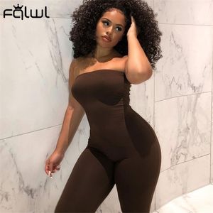 Womens Jumpsuits Rompers FQLWL Strapless Bodycon Jumpeuit Romper Streetwear Outfit Backless Brown Black Jumpsuit Female Ladies 220830