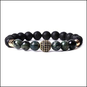 Urok bransolety cZ piłka polarna kamienna koralika mężczyzna ręcznie robiona bransoletka 8 mm Buddha Lava Prezenty Bracelety Kobiety biżuteria prezent DHSELLER2010 DHP7X