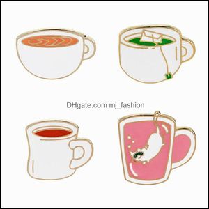 ピンブローチかわいいキャットコーヒーカップティーブルーチピンエナメルスーツシャツラペルピン