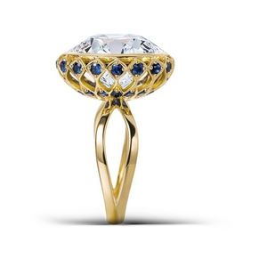Solitaire Ring Wedding Rings 7CTW 14mm Oval Cut Engagement Natual Sapphire Double Halo äkta 14K 585 Gul guld för kvinnor 220829