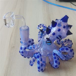 Glass Water Bong Octopus Rig Hookah 14.4mm Female Joint Purple Handmade Pipe Bubbler With Percolater Update Beaker Bongs Dab Oil Craftbong