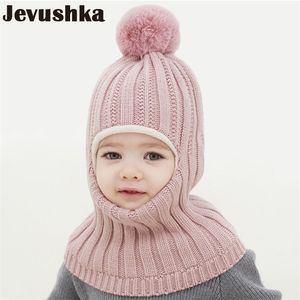 Kapaklar Şapkalar Kış Bebek Pom Örgü Çocuk Beanie Kız ve Erkek Eşarp Snood ile Polar Astar Çocuk 220830