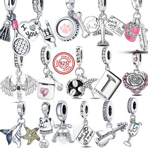 925 Gümüş Charm boncuk fit Pandora Charms Bilezik Şarap Cam Kaykay Gitar Kadın charmes ciondoli DIY Güzel Boncuk Takı