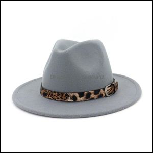 Широкие шляпы широких шляп широкие шляпы модных тенденций Женские женские шерсть, шерсть, шляпа, леопардовый принцип, панама, повседневная формальная вечеринка зима 34 сексуальный ханц dhz92