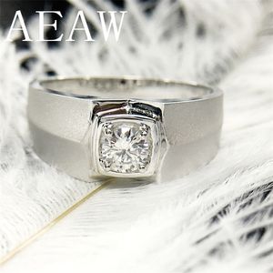 Solitaire Ring Wedding Rings AEAW Brilliance Genuine 14k 585 White Gold 1 ct F Color Engagement For Man Men 220829