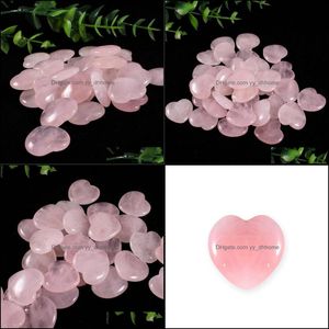 Charms 20Mm Heart Shape No Hole Loose Beads Rose Quartz Stones Charms Healing Reiki Crystal Cab For Diy Making Crafts Decorate Jewelr Dhzcp