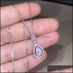 Подвесные ожерелья Victoria Sparkling Luxury Jewelry 925 Стерлингу Сьерроуз Золото заливка капля вода белая топаз груша Cz Diamond Women Pend Dhx3c