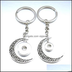 Nyckelringar Noosa Snap -knapp Nyckelkedja Vintage Sier Moon Keyring DIY 12mm 18mm knappar Kedjor smycken M￤n sl￤pper leverans 20 DHseller2010 DHVJ6