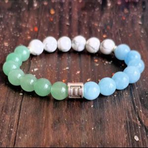 MG1606 Strand New Design Triple Zodiac Wrist Mala Bracelet Green Aventurine Howlite Beaded Bracelet Keep Self Discipline Motivation