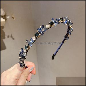 Stirnbänder Glänzend Luxus Strass Haarband Für Frauen Glas Stirnbänder Mädchen FL Kristall Hoop Mode Zubehör Kopfbedeckung 360 Q2 Drop D Dhxb3