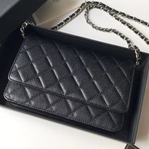 9A Designer bags Card Holder Ladies Fashion shoulder bag Gold Caviar Genuine Leather Chain Bag Quilted Coin Purse with gift box Wallet Black