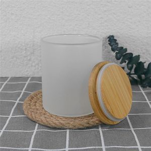 10oz short straight glass tumbler sublimation candle holder Tea light candles cup with bamboo lid clear frosted fragrance candle cups mini glasses tumblers US local