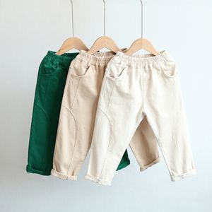 Trousers Spring Autumn 2 3 4-10 Years Children Clothing Solid Color Pocket Long Loose Trousers Pants For Kids Baby Boys 20220831 E3