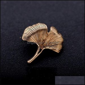 Pins broszki mężczyźni ginkgo biloba liść lapel stick broszka broote garnitur smokingowy cor ślub boutonniere retro guziki dla 80c3 Dro mjfashion dhkr3