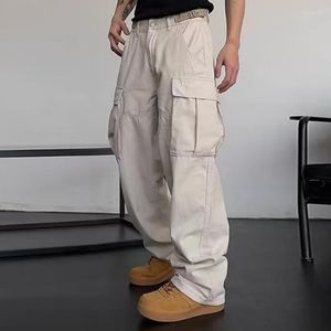 Erkek Pantolon Rahat Şalvar Geniş Bacak Eşofman Altı Unisex Düz Renk Eski Çok cep Hip Hop Gevşek Kargo Joggers Pantolon Y2k