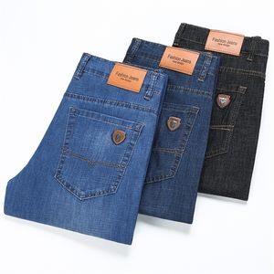 Mens Jeans Spring And Summer Thin MenS Business Stretch Jeans Classic Style Casual Loose StraightLeg Denim Trousers Male Brand Slim Pants 220831