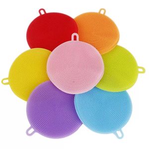 Silicone Dish Bowl Cleaning Brushes Multifunction 8 colors Scouring Pad Pot Pan Wash Brush Cleaner Kitchen Dishes Washing Tool GC0244y