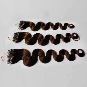 Estensioni dei capelli dell'anello di collegamento Onda del corpo o riccio crespo 1 g / supporto 200 pezzi Macchina fatta Remy Micro Bead Loop Capelli umani