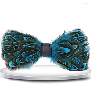 Bow Ties Fashion 2022 Casual Mens Handmade Feather Tie Funny Wedding Gift Party Green Red Color Bowtie Neck Wear Clothes Accessory