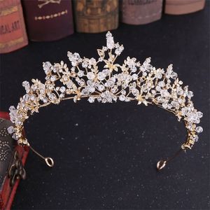 Bröllopshår smycken Kmvexo Trendy Barock Crystal Luxury Wedding Crowns Handgjorda pärlor för brud Tiaras Fashion Queen Headpiece Hair Accessories 220831