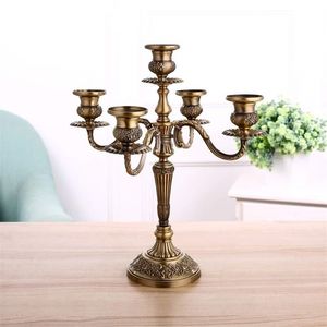 Titulares de vela Bronze Candelabra Metal 5arms3 Arms Decoração de casamentos Stand Stand Table Centerpiece 220830