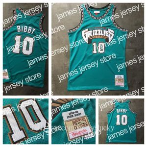 Basketball-Trikots, Retro-Männer-Basketball-Trikots, MemphisGrizzlies, 10 Mike Bibby Mitchell, Ness Hardwoods Classics 1998–99, grün besticktes Trikot