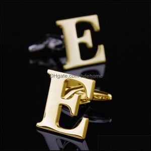 Manschettenknöpfe Gold Englischer Buchstabe Manschettenknöpfe A-Z Hemden Manschettenknöpfe für Herrenschmuck Französische Hochzeit Bester Vater Weihnachtsgeschenk C3 Drop Lieferung Dhp76