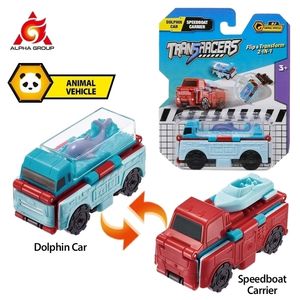 Action-Spielzeugfiguren Transracers 1 Stück 2-in-1 verwandelnde Tierfahrzeug-Actionfiguren Mini verwandelt sich in zwei Arten Taschen-Flip-Kind-Spielzeug-Geschenk 220830