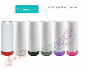 20-Unzen-Sublimations-Bluetooth-Lautsprecher-Becher Sublimations-STRAIGHT-Becher Drahtlose intelligente Musikbecher Intelligente Wasserflasche aus Edelstahl mit Deckel