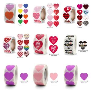 Confezione regalo Love Shape Adesivi decorativi per le vacanze Box Bag Seal Etichette per la mamma che celebra la carta da regalo per fiori per album di ritagli