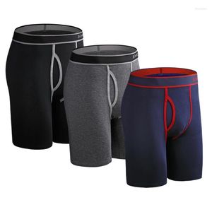 MUITOPANTES 3PCS Boxers longos para Man Undrewear Print Men's Panties com Hole Cotton Mens Family Boxer Boxershorts masculino