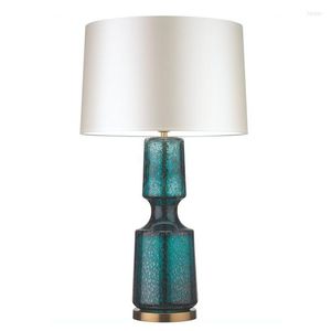 Tischlampen Moderne Lampe Glas Metallsockel Blau Silber Gold Kunst Dekoration Beleuchtung Luxus Nordic Licht E27 Glühbirne